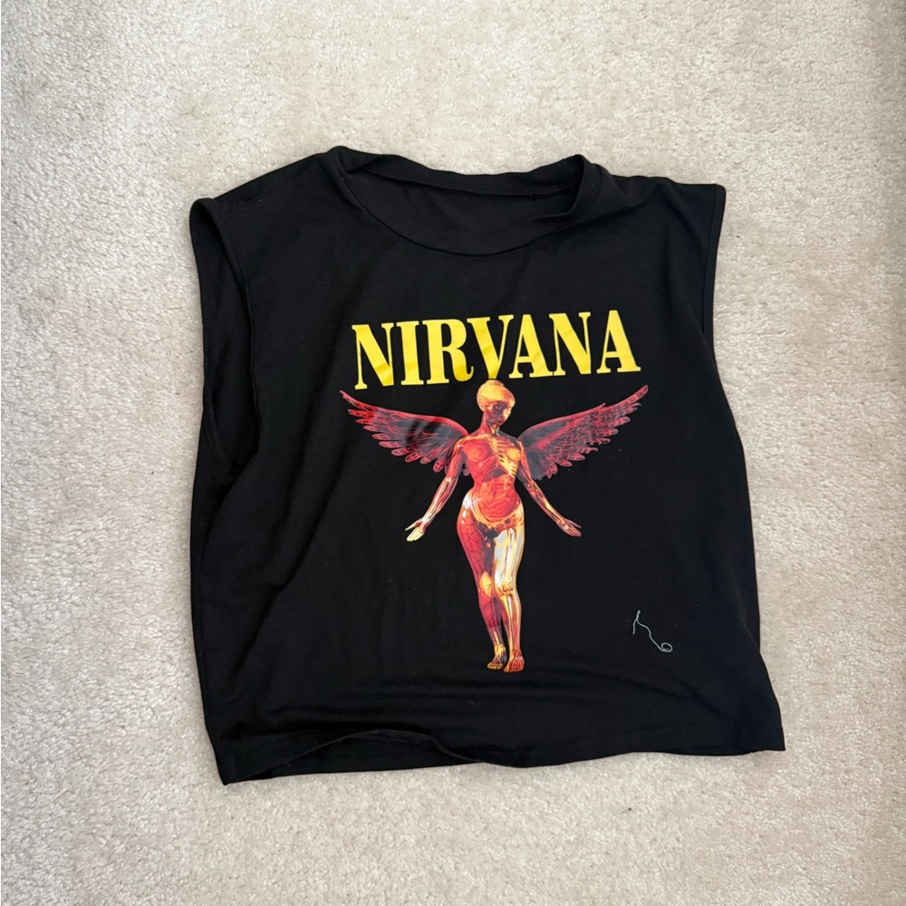 Nirvana Black Tee with Angel Graphic